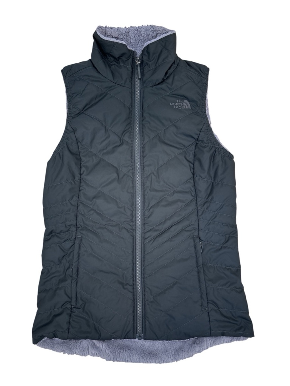 The North Face Women's Black Quilted Fleece-Lined reversible vest size Small
